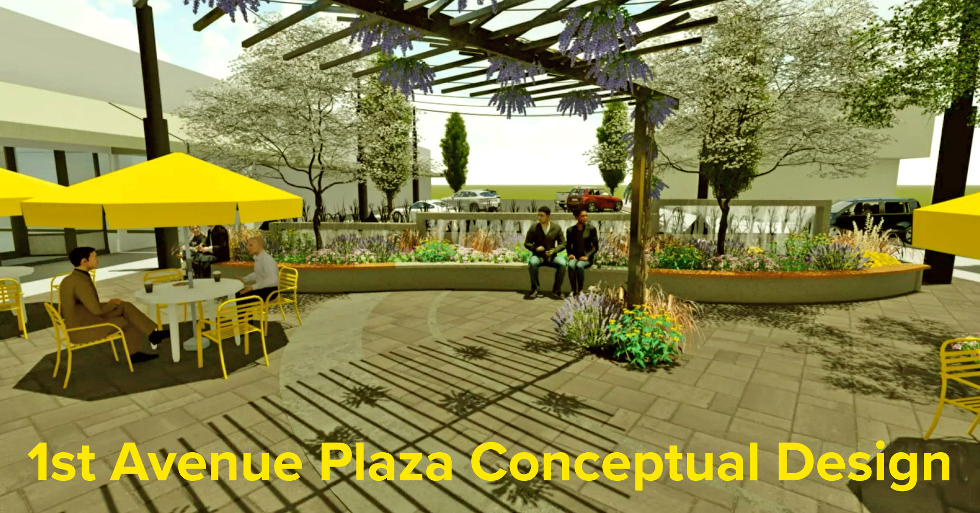 An image that shows part of the design of the renovated 1st Avenue Plaza